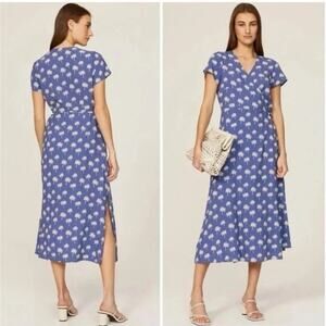 Marine Layer Emlyn Midi Wrap Dress Beach Palm Print Size Small